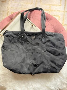 Coach Black Nylon Signature Weekender Tote Bag